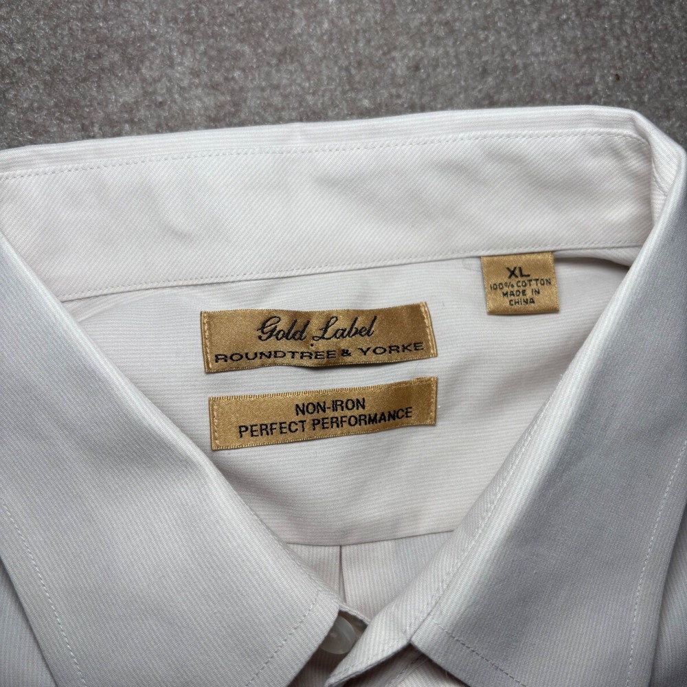 Roundtree & Yorke Gold Label Mens XL White Non-Iron Cotton Short Sleeve Shirt - Picture 3 of 7